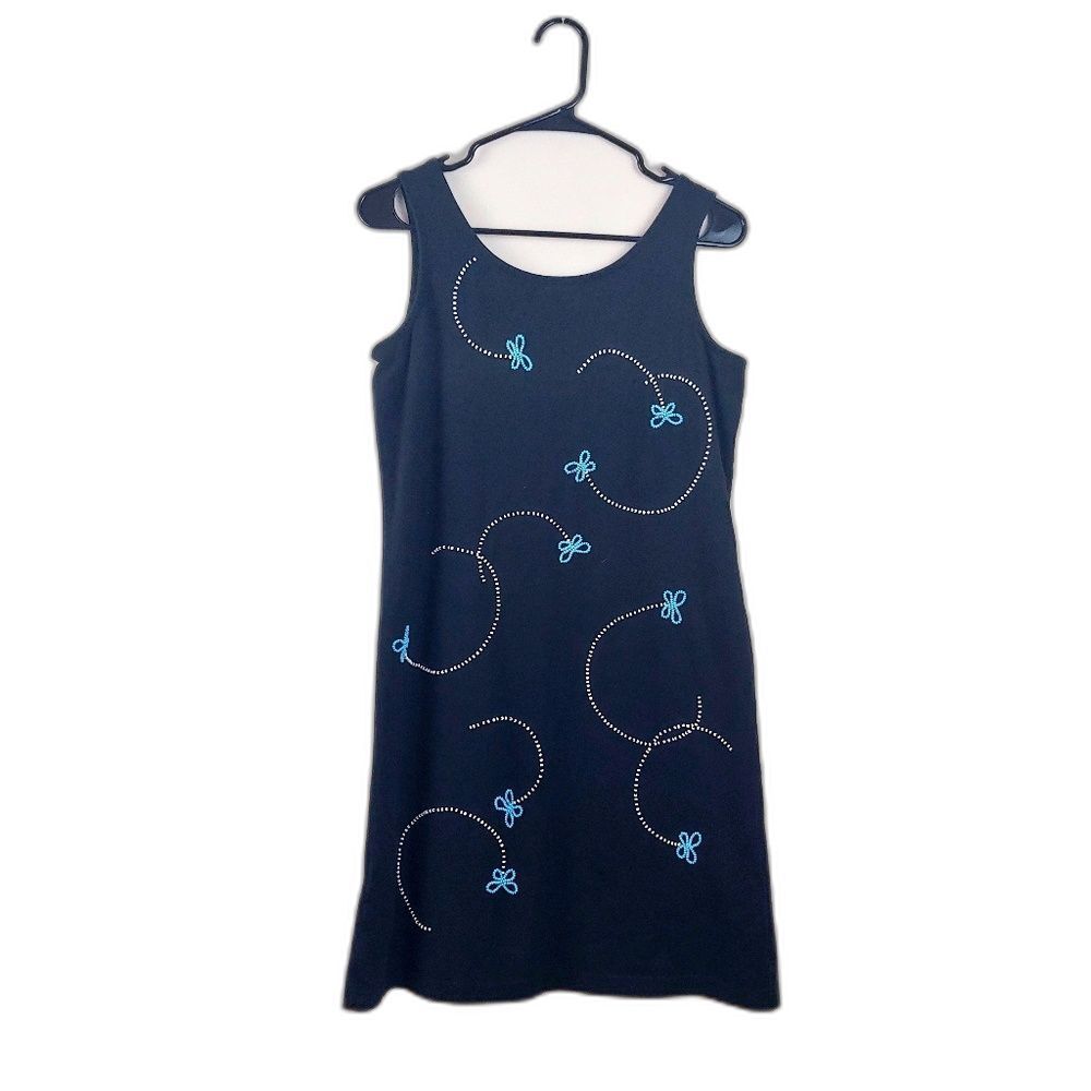 Susan Bristol Vintage Shift Above the Knee Cotton Butterfly Dress - Womens M